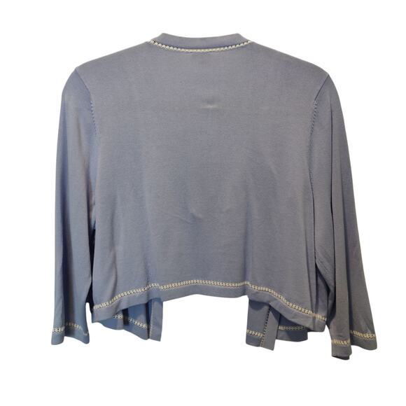 Talbots Plus Sz 2X Powder Blue Open Front Cropped Cardigan Cotton Modal - Picture 4 of 5